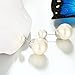 Onairmall Double Sides Earring Two Ball Beads Pearl Stud Earring Women Fashion Jewelry (White)