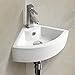 AWESON Small Corner Wall Mount Vessel Sink,White Vitreous China, Above Counter Corner Sink with Single Faucet Hole and Overflow
