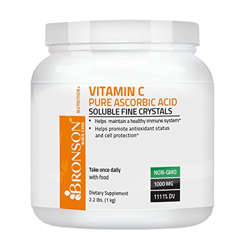 Bronson Vitamin C Crystals (Powder) 1 Kilo, 2.2 Lbs, or 35.3 Ounces, GMO Free Ascorbic Acid