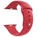 Yimzen Soft Silicone Sport iWatch Band Strap for Apple Watch Series 3 2 1 Sport & Edition 38mm S/M Red
