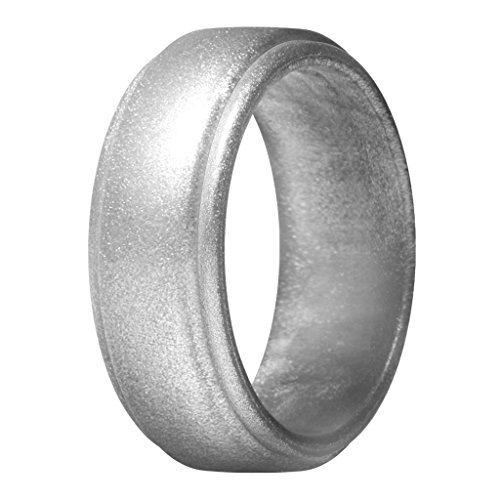 ThunderFit Silicone Rings for Men - 4 Pack & Singles Pack Rubber Wedding Bands (Silver, 6.5-7 (17.3mm))