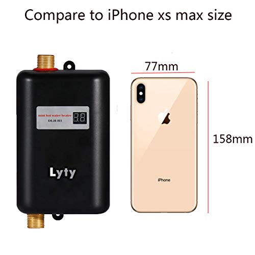 Mini Instant Water Heater Electric Under Sink - 3kW at 110v 120v Tankless Hot Water Heater for Hand/Face/Dishes Washing Kitchen Bathroom(Designed for Low Water Flow Use Only)(Black)