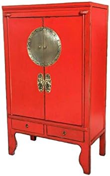 Opium Outlet Chinesischer Hochzeitsschrank Schrank Kommode China Asiatisch Vintage Shabby Chic Stil Kleiderschrank Holz Massiv 2 Turen 2 Schubfacher Rot Amazon De Kuche Haushalt