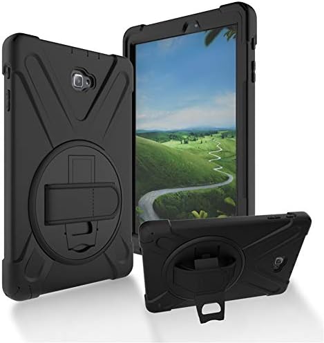 Samsung Galaxy Tab A 10.1 Case - Shockproof Full-Body Rugged Protective Case with Rotatable Stand for Galaxy Tab A 10.1" Tablet (SM-P580/P585, with S Pen), Dark Black