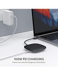 AUKEY - Adaptador USB C Hub con cargador inalámbrico 5 en 1 tipo C Hub con 2 puertos USB 3.0, HDMI 4K y suministro de energía de 100 W compatible con MacBook Pro 2018 2017, Google Chromebook Pixelbook y más