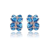 Fashion Plaza Blue Flower with Stunning CZ Earring E8