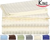 King Striped Bed-Sheet-Set Ivory - Brushed Velvety Microfiber -Luxurious, Comfortable, Breathable, Soft & Extremely Durable - Wrinkle, Fade & Stain Resistant - Hotel Quality By Utopia Bedding (King, Ivory)