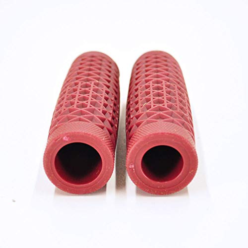 Vans"Waffle" Pattern Rubber Motorcycle Grips - OXBLOOD RED - Sold as a pair for 1" bars - Made In The USA ... - Thumbnail 3