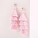 BaubleStar Fashion Tassel Dangle Earrings for Women Layered Long Bonita Tiered Pink Thread Tassel Drop Statement Jewelry