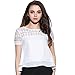 BLDO Women's Short Sleeve Lace Patchwork Short Loose Chiffon Blouse White