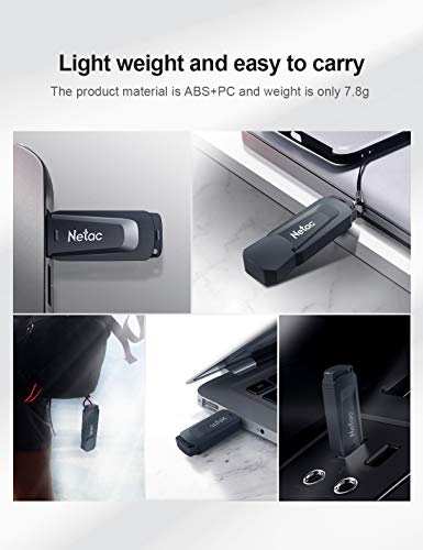 Netac 128G USB 3.0 Flash Drive, High Speed Memory Stick,Up to 90/30 MB/s(R/W) Pen Drive, Thumb Drive for Data Storage, Zip Drive and jump Drive with LED Light