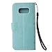 Auroralove Galaxy Note 5 Luxury Handmade Bling Rhinestone Soft Slim Flip Stand Wallet Case for Samsung Note 5 Flower Butterfly PU Leather Case for Girls Women-Black