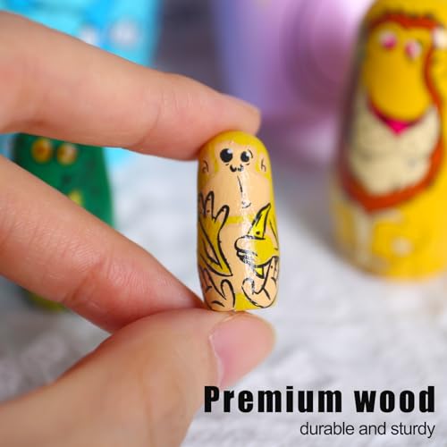 POPLAY 6PCS Russian Nesting Dolls, Matryoshka Doll Stacking Dolls Wooden Animal Nesting Dolls Handmade Toys for Kids Birthday Home Decor