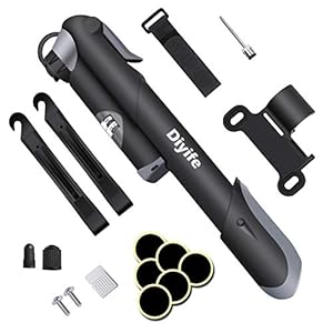 Diyife Fietspomp, [120 PSI] Hoge Druk Mini-Fietspomp Bal Pomp met Naald, Patchkit en Draagbare Pocket PDA, voor Voetbal…