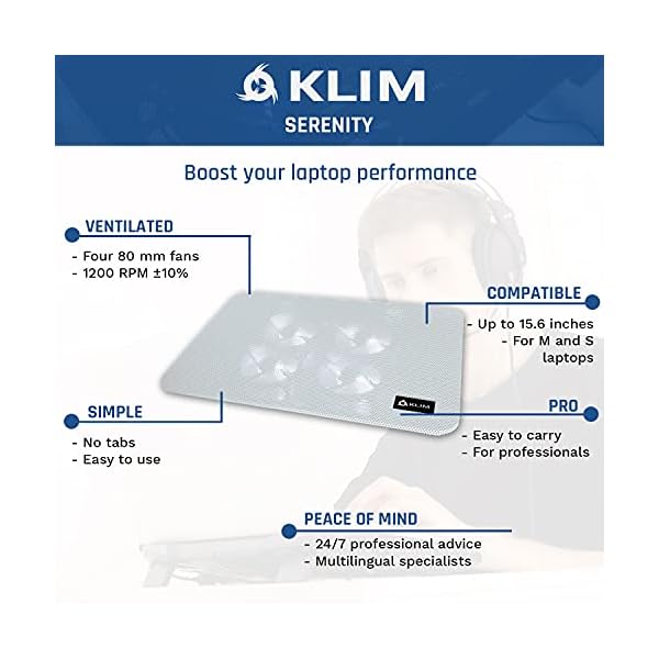 KLIM-Serenity-Laptop-Cooling-Stand-for-Laptop-11-to-156-inches-Perfect-for-Small-and-Medium-Laptops-Stable-And-Sturdy-Metal-Grid-Silent-Laptop-Cooling-Pad-NEW-2021-White KLIM Serenity + Laptop Cooling Stand for Laptop + 11 to 15.6 inches + Perfect for Small and Medium Laptops + Stable And…