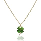 Sonateomber Green Clover Shamrock St.Patrick's Pendant Necklaces for Women, Lucky Cute Dainty Gold Four Leaf Chain Choker Necklace Day Prom Wedding Accessories Jewelry Gift