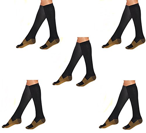 5 pair lg/xl black/gold - bcurb graduated compression socks below…