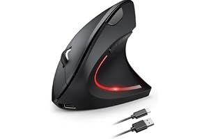 Mouse Vertical Ergonômico, Sem Fio, 1600 DPI, Mouse Ortopédico Bluetooth 2.4G, 6 Botões, Posição da Mão Correta, Evita Inflamações no Pulso e Tendões, Trabalho, Jogos e Estudos, Recarregável USB