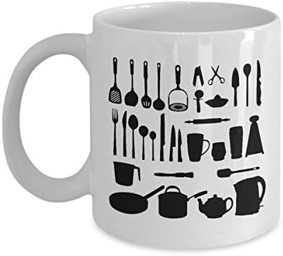 Cooking Tools - Chef Mug - Gift for Cooks - Kitchen Utensils - 11 oz white coffee tea cup