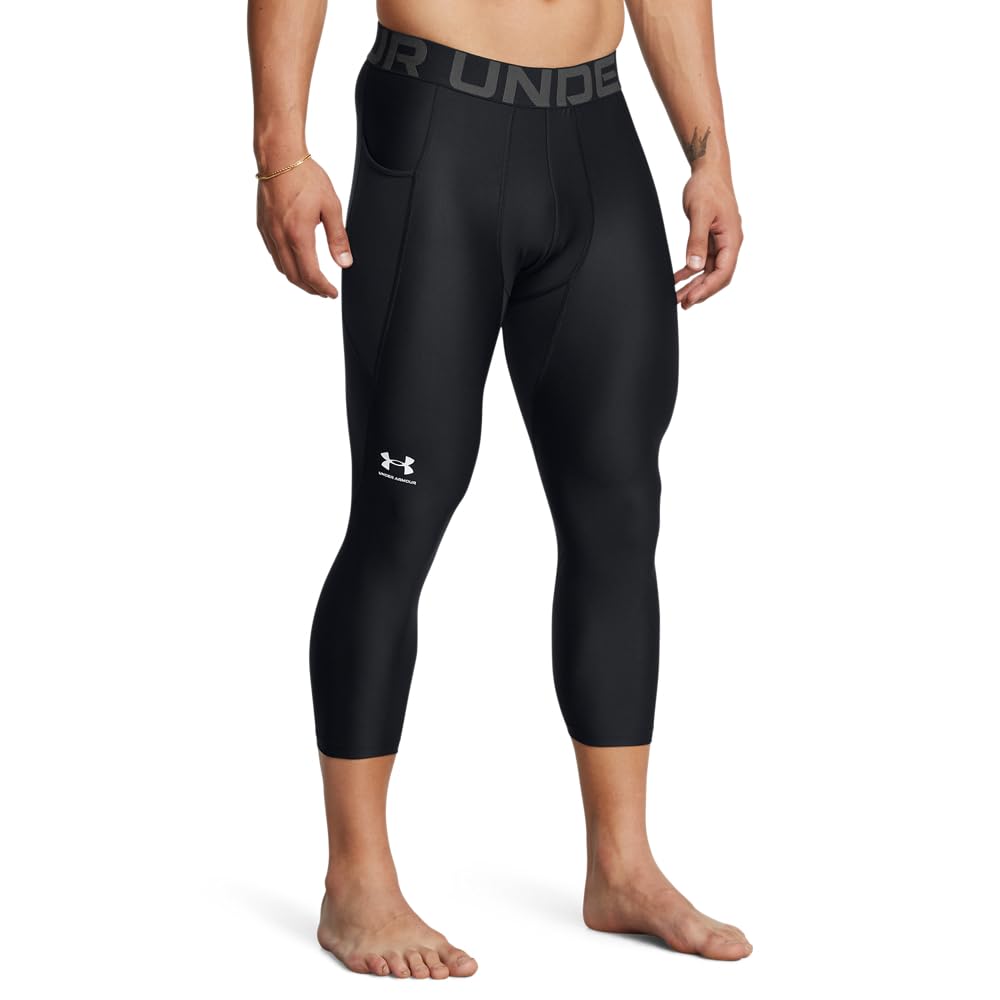 Under Armour Men's Armour HeatGear 3/4 Leggings, (002) Black / / White, 3X-Large Image
