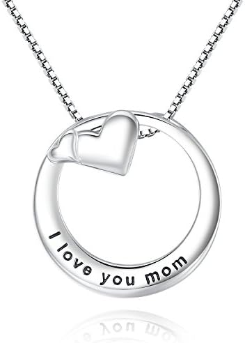 'I Love You Mom' Double Heart Pendant Necklace, Mother's Day Gifts, Gifts for Mom, Mother In Law Gifts (Double Heart)