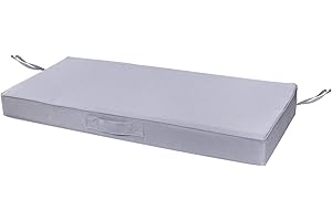 Faible Poisson Outdoor Bench Cushion, 48 x 18 Inch Waterproof Porch Swing Cushions Garden Patio Furniture Cushions with Handle and Anti-Slip Straps for Indoor Backyard Seat Pads, Light Grey