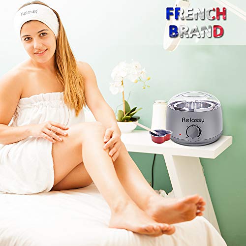 Relassy Wax Warmer/Hair Removal Waxing Kit/Wax Heater with Hard Wax Beans/Heart-Shaped Bowl/Wax Applicator DIY Waxing Kit for Women or Men