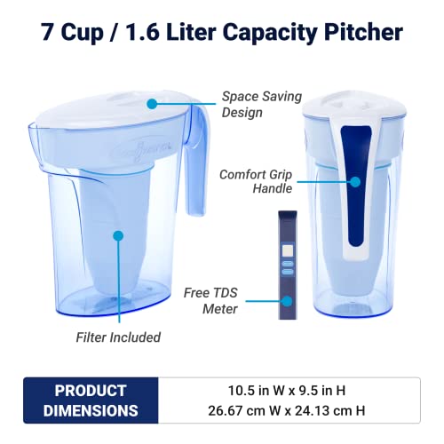 ZeroWater 7Cup 5Stage Water Filter Pitcher 0 TDS for Improved Tap