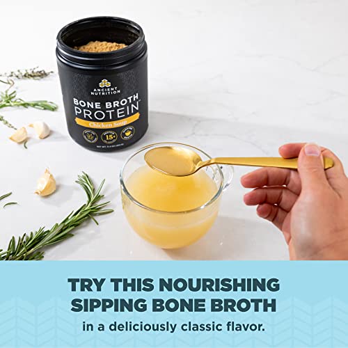 BONE BROTH PROTEIN POWDER BY ANCIENT NUTRITION, CHICKEN SOUP PACKETS, GRASS-FED CHICKEN AND BEEF BONE BROTH POWDER, 15G PROTEIN PER SERVING, SUPPORTS A HEALTHY GUT, 7 CT