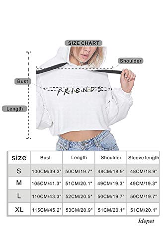 Idepet Women’s Casual Friends Letters Print Crop Top Loose Pullover Friends Shirt Teen Girl TV Show Hoodie Sweatshirt