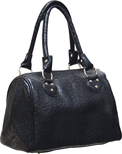 Femina Women's Fashion Ostrich Doctor Bag (Black)