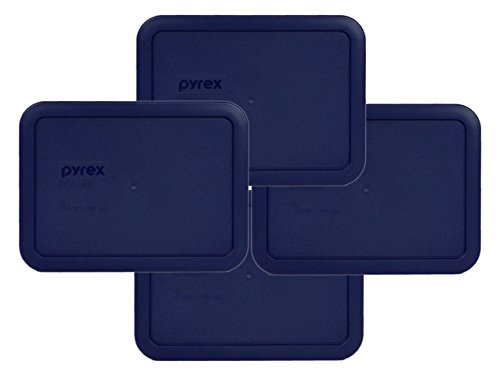 Pyrex 7210-PC 3 Cup Blue Rectangle Plastic Lid - 4, Blue