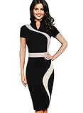VfEmage Womens Vintage Contrast Colorblock Slim Casual Party Pencil Dress
