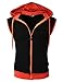 H2H Mens Active Fashion Sleeveless Hoodie Zip-up Vest for exercise BLACKORANGE US XL/Asia XXL (JNSK31)