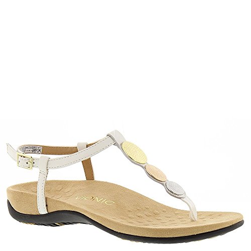 Vionic Lizbeth Womens T-strap Orthotic Sandal White Metallic - 9