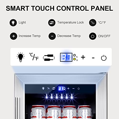 Tylza 15 Inch Beverage Refrigerator, 130 Cans Quiet Beverage Fridge, 15