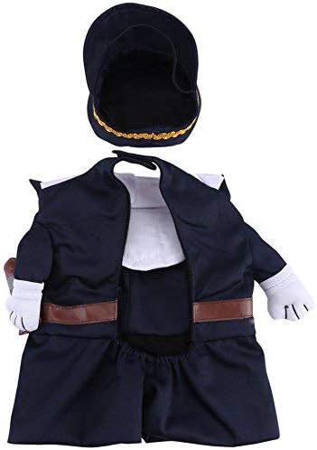 Policeman Costume Outfits with Hat Pet Dog Cat Halloween Costumes The police for Party Christmas Special Events Costume Uniform with Hat Funny Pet (S)