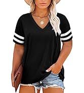 Asvivid Womens Plus Size Tops Summer Short Sleeve Crew Neck Loose Casual Tee T Shirt