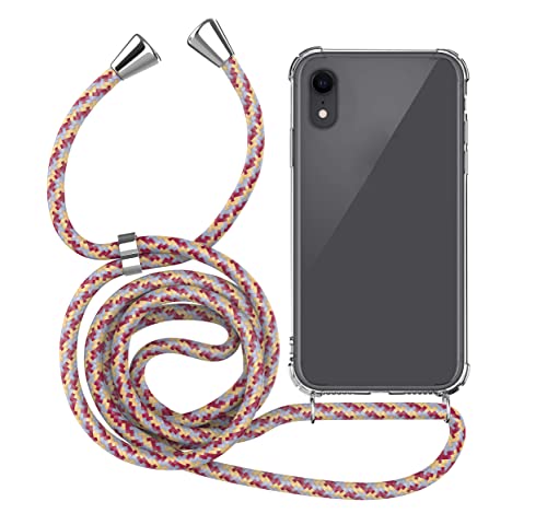 MyGadget Strap Case for Apple iPhone XR - Crossbody Phone Cover - TPU Silicone Case with Neck Holder - Cord Lanyard Carrier with Rope in Pink