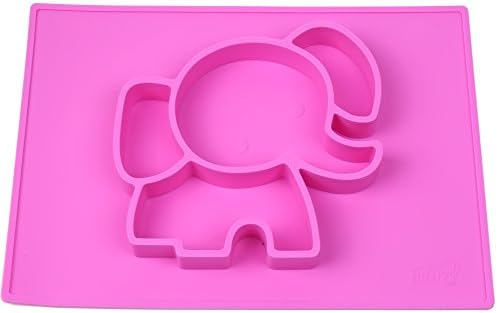EllieMat by EllieTek Baby Silicone Mini Suction Placemat plate (Razzberry)