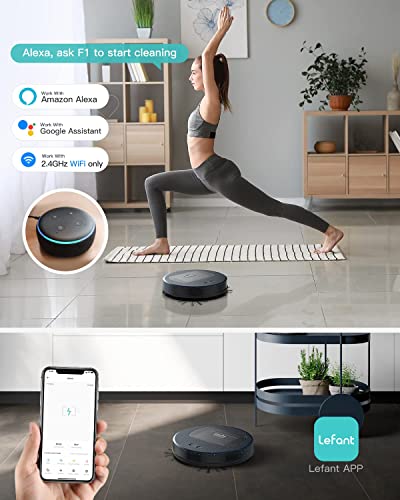 Robot Vacuum Cleaner, Lefant Robot Vacuum and Mop, Upgrape Super Thin 2.7inch with 600ml Dust Bin, 200 Mins Runtime, Tangle-Free, Quiet, Ideal for Pet Hair, Carpets, Floor Care, Commercial Indoor, F1