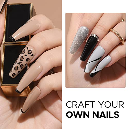 Gel Nail Polish Set with Top/Base Coat, 12+2 Pcs Black White Grey Gold Brown Blue Silver Glitter Classic Colors Soak Off Starter Kit Nail Art DIY Salon Manicure Holiday arty Gift for Girls Women by MEFA