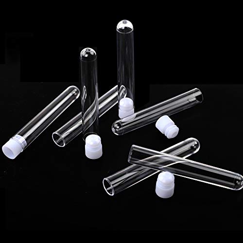 DEPEPE 60 Pcs 13x75mm Clear Mini Plastic Test Tubes with Caps (6ml), for Scientific Experiments, Party, Powders Spices Beads Storage Containers
