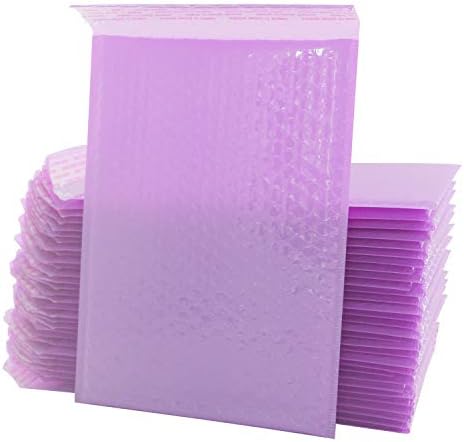 Yomuse #0 Extra Wide 7 x 10 Poly Bubble Mailer Self-Seal Padded Envelopes Fits CD DVD, Pack of 50, Purple