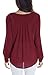 Womens V Neck Long Sleeve Ruffled Shoulder Solid Chiffon Blouse (Small, Wine Red)