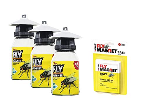 Victor M380 Fly Magnet 1-Quart Reusable Trap With Bait, 3 Pack and 3 Extra Fly Magnet Bait Packs Victor M380 Fly Magnet 1-Quart Reusable Trap With Bait, 3 Pack and 3 Extra Fly Magnet Bait Packs
