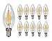 10 pack 4 Watt E14 Filament LED Bulbs 450LM Equivalent 40W Candle Light Bulb Edison LED Filament bulb E14 Base Warm white 3000K Non-Dimmable Incandescent Bulbs AC 110V