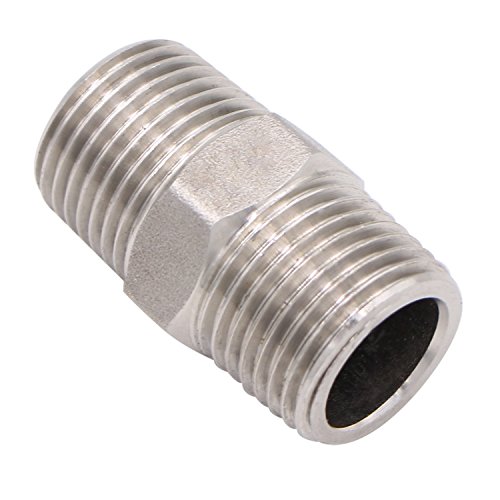 Hex Nipple 1/2" Male NPT - Stainless Steel 304 Threaded Pipe Fitting 1/2" for Brew Kit, Home Piping Application, Pack of 5