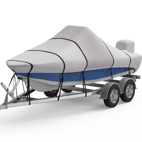 Photo 1 of RVMasking 1200D Middle Center Console Boat Cover Waterproof Heavy Duty Boat Cover for Center Console Boat Fits 23'-24' Length, Beam Width up to 116" W, Gray