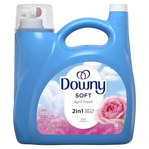 DOWNY SOFT, 2 IN 1 SOFT AND FRESH LIQUID FABRIC SOFTENER, APRIL FRESH, 140 FL OZ, 190 LOADS, FABRIC CONDITIONER LIQUID PROVIDES SOFTNESS AND FRESHNESS FOR FABRICS